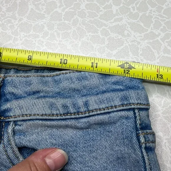 ZARA High Rise Shorts Denim Jean Blue Ripped Size 4 - Picture 5 of 7
